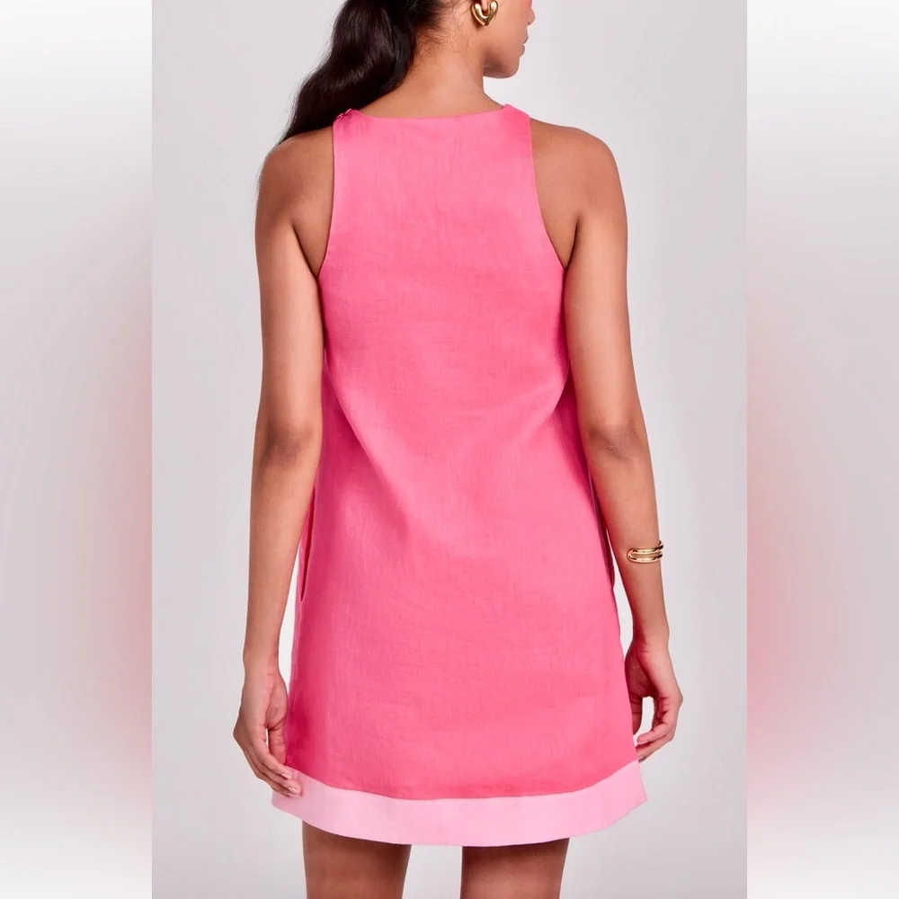 🌺🎉HP🎉🌺 NWT Staud Allori Mini Dress Coral Paradise/Pearl Pink - Picture 5 of 16